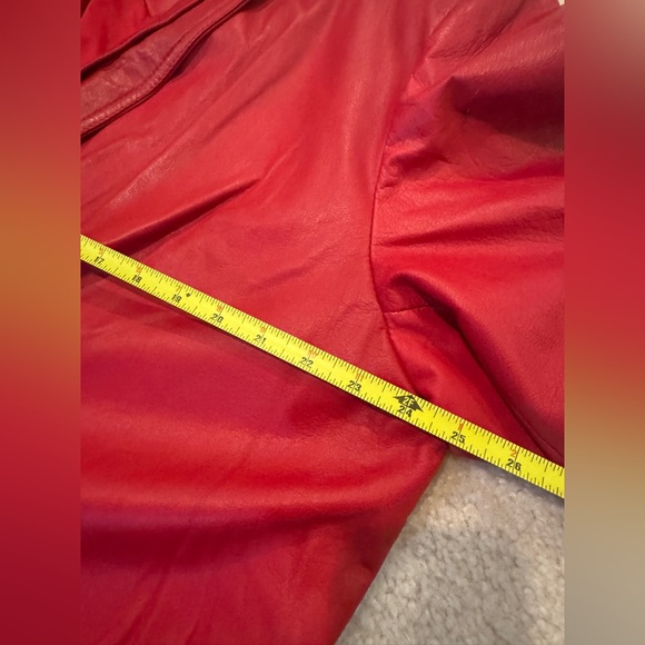 Y2K Preston & York Geniune  leather  full length Chrismats Red  jacket XL - Picture 12 of 14